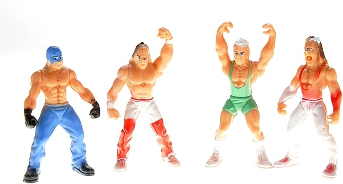 PowerTRC 2 Pack 32 Pcs Wrestling Toys for Kids, Wrestler Play Set with 2 Wrestle Rings Style, 12 Super Wrestlers, Many Realistic Accessories, Toy Figures Cake Topper Birthday Party Decoration Gift