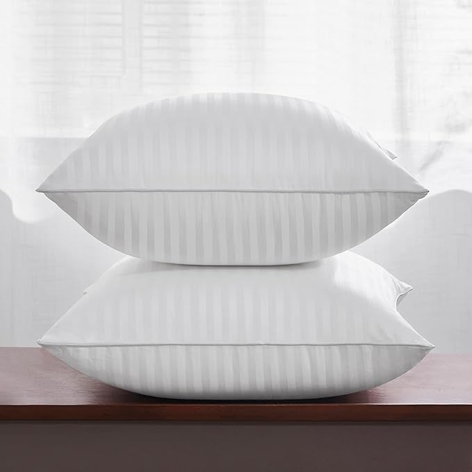 Oubonun 22 x 22 Throw Pillow Inserts Set of 2 | Firm and Fluffy Decorative Square Pillows for Couch Bed Sofa with Soft Cotton Cover White Cushion with Down Alternative
