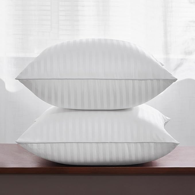 Oubonun 12 x 20 Throw Pillow Inserts Set of 2 | Firm and Fluffy Decorative Pillows for Couch Bed Sofa with Soft Cotton Cover White Cushion with Down Alternative