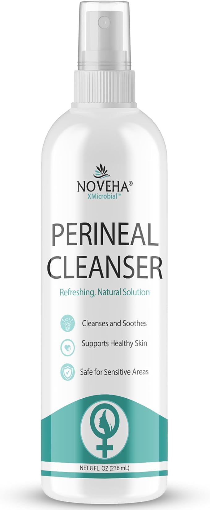 Noveha Perineal Spray & Cleanser | No-Rinse Formula for Daily Hygiene & Odor Control | Gentle Care for Postpartum, Seniors & Sensitive Areas | 8oz