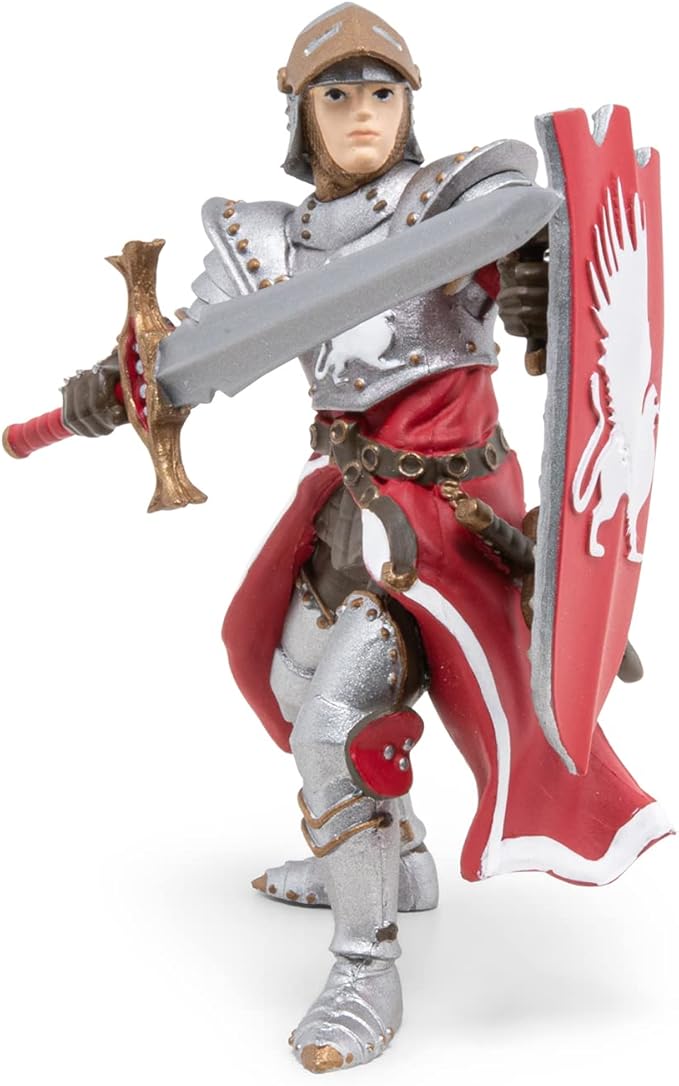 Papo - Griffon Knight Figure - Medieval Fantasy Warrior Toy for Kids Age 3+ - Hand Painted Elite Royal Guard with Armor and Shield - 7 x 5 x 8.5 cm - Durable Plastic Toy - Fantasy Collection - 39956