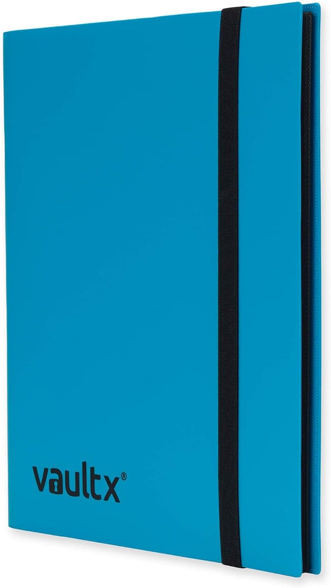 Vault X 9 Pocket Standard Strap Binder, Holds 360 Trading Cards in 20 Side-Loading Pages (Blue)