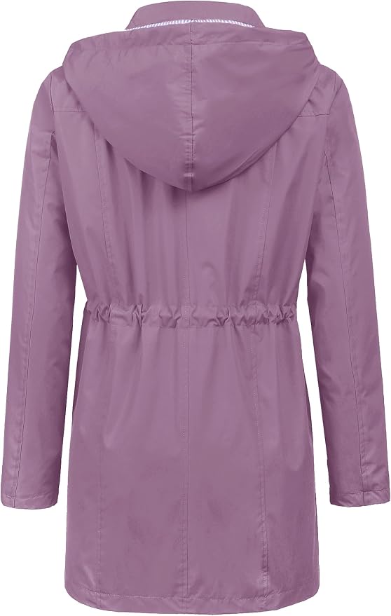 LOMON Raincoat Women Waterproof Long Hooded Trench Coats Lined Windbreaker Travel Jacket S-XXL