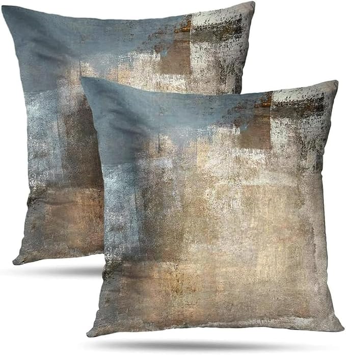 Throw Pillow Covers for Couch, 16x16 Inch, 2 Pack, Grey Beige | Decorative Throw Pillow Covers Cushion Covers for Couch Bedroom Sofa Living Room
