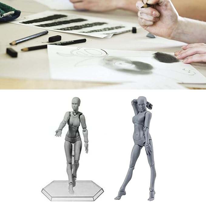 PVC Drawing Figure Action Mannequin, PVC Drawing Figure Model Drawing Figure Mannequin, Action Figure Body, for Sketching, Painting, Drawing, Female Artist (Male) (Women #14)