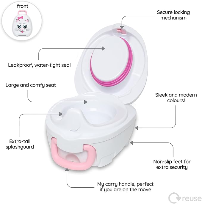 My Carry Potty - Cat Travel Potty, Award-Winning Portable Toddler Toilet Seat for Kids to Take Everywhere
