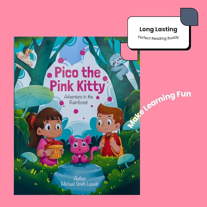 Pico The Pink Cat Stuffed Animal, Pink Stuffed Animal with Seek and Find Childrens Book, Interactive Storybook & Kitty Plush with Full-Color Illustrations (Ages 3-8)