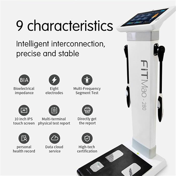 10.1 inch HD Touchscreen Body Composition Monitor - Bioimpedance Analysis Machine with Ultrasonic Height Measurement for Weight Control & Fat Analysis | Health Management Tool