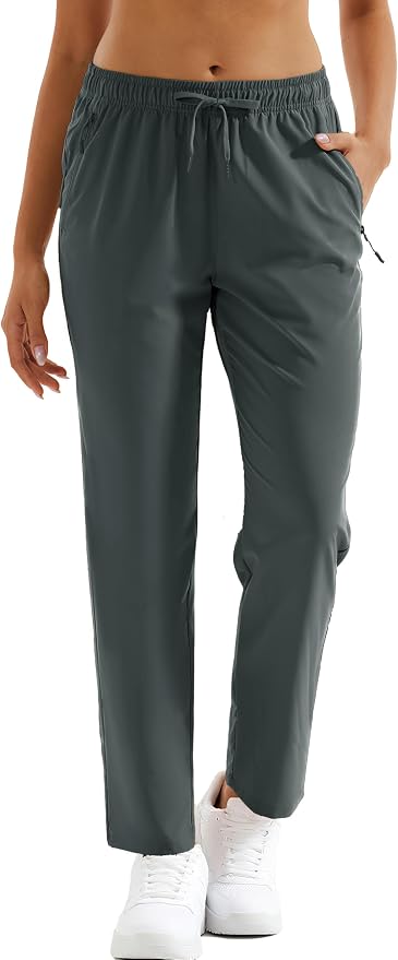 MAGCOMSEN Women's Hiking Pants Lightweight Quick Dry UPF 50 Water Resistant Elastic Waist Golf Travel Pants Zip Pockets