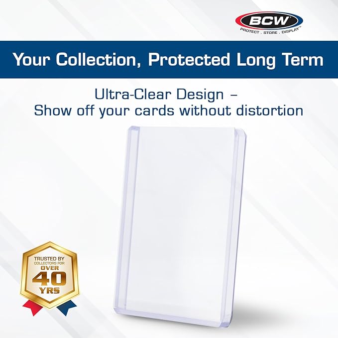 BCW Thick Card Topload Holder | Holds Relic, Patch, and Jersey Cards | Protective Card Sleeves for Collectibles and Trading Cards | Protective Rigid Plastic Display Card Holder (240 pt. / 7 MM)