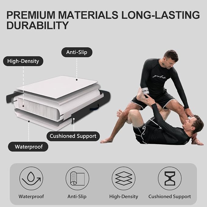 COOLWAVE Inflatable Wrestling Mat and Jiu Jitsu Mats for Home Gym or Outdoor Training, Great for BBJ, MMA, Martial Art, Grappling, Judo, Boxing, Yoga and More with Soft Landings and Good Bounce