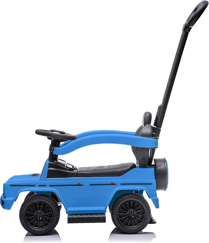Best Ride On Cars Kids Outdoor Stroller Mercedes G-Wagon 3-in-1 Push Car with Detachable Handle, Safety Rails, and Working Horn, Blue
