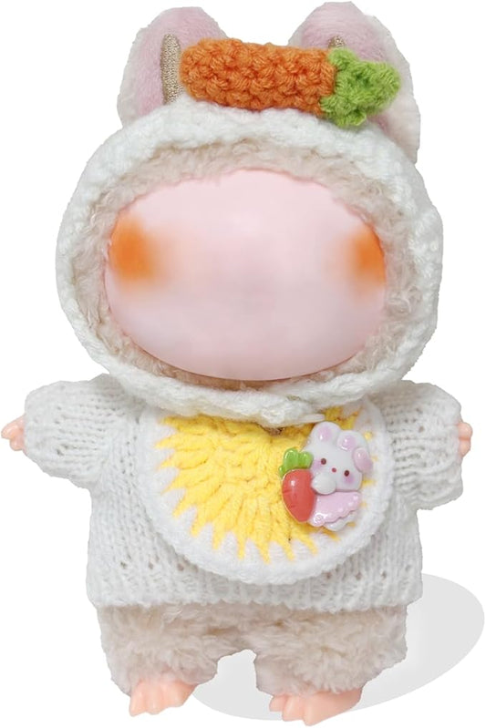 Clothes for Labubu 17cm Labubu Accessories Crochet 3 Piece Set Outfits for Labubu(Carrot)