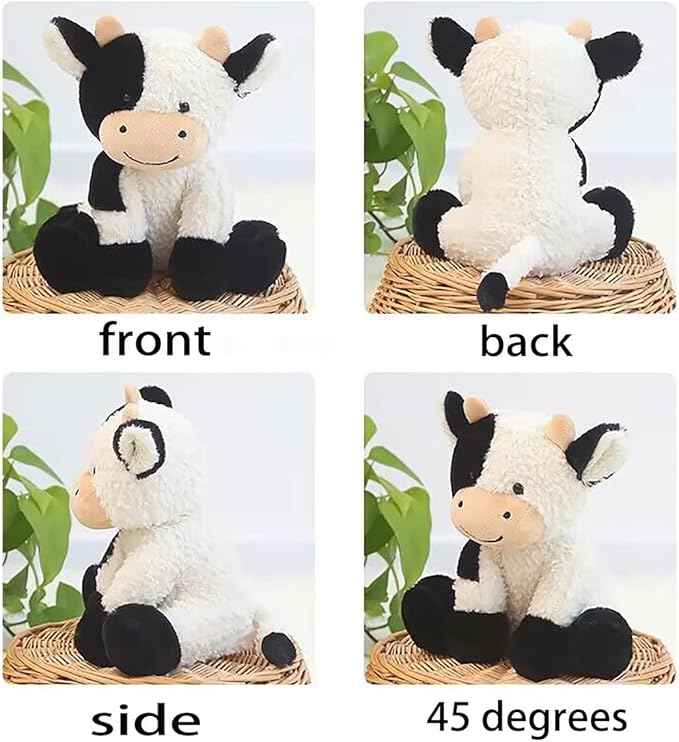 Cow Stuffed Animal Cute Cow Plush Doll Toy 9 inch for Girls Boys Christmas (Cow Sitting)