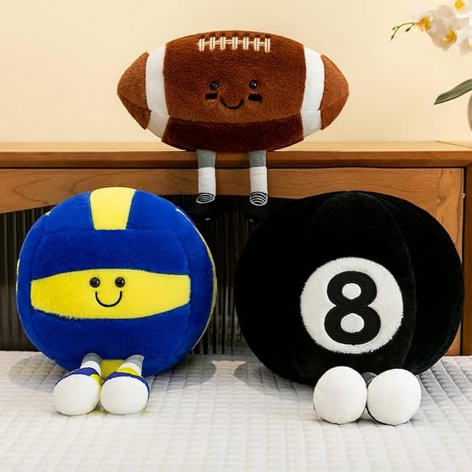 YUDONG 12 Inch Soft Plush Sports Football Pillow- Adorable Football Plush Toy, Fun Spherical Stuffed Animal, Cute Football Pillow Throw Pillow & Kids Gift (Baseball)