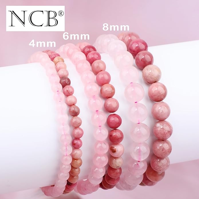 NCB 2.3-Piece 4mm Natural Crystal Gemstone Stretch Bracelets – Handmade Reiki Energy Healing Jewelry for Meditation,Yoga, Unisex