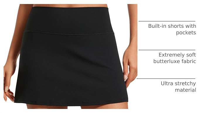 CRZ YOGA Butterluxe High Waisted Tennis Skirts | Built-in Shorts with Pockets, Extremely Soft, Casual, A Line, Stretchy, Mini, Skort for Women