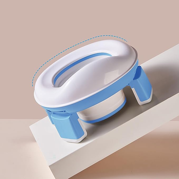 Children's Toilet Collapsible Outdoor Travel Potty Baby's Pee Pail Portable Toilet (Blue)