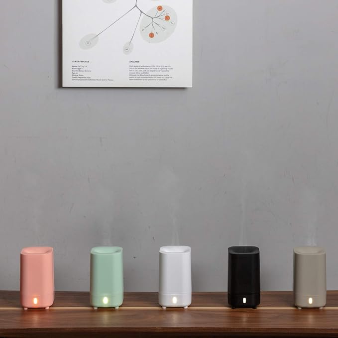 Serene House Ultrasonic Ranger Aromatherapy Essential Oil Cool Mist Diffuser – USB-Powered, Travel-Size Diffuser with Automatic Shut-Off – Grey, 60ml