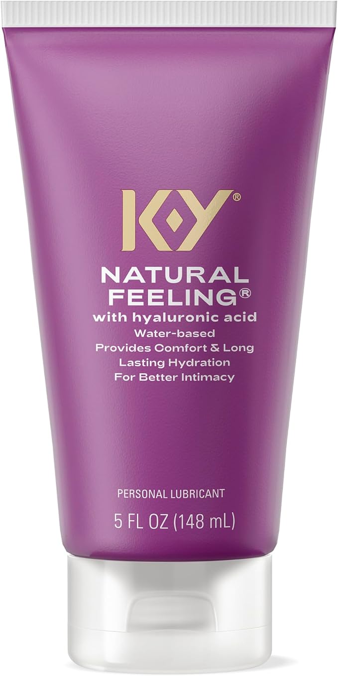 K-Y Natural Feeling with Hyaluronic Acid, Water Based Lube for Sex, Anal & Sex Toy, Non-Sticky & pH-Friendly Personal Lubricant, Condom-Friendly, Travel Size Lube, 5 Fl Oz
