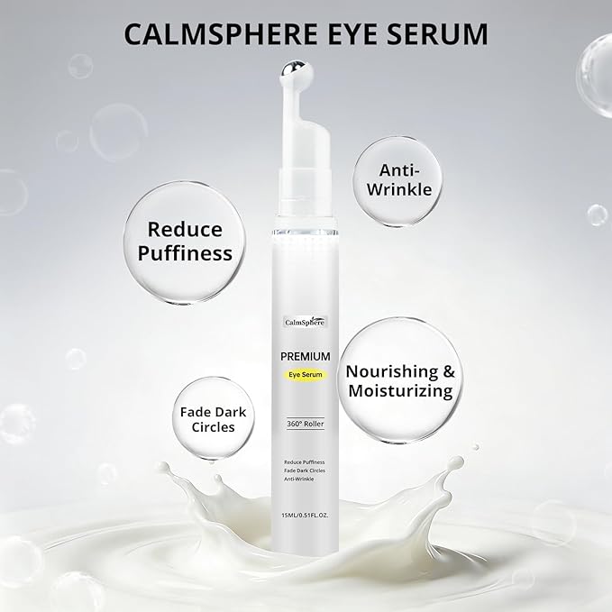 Premium Eye Serum with 360° Roller, Reduce Puffiness, Fade Dark Circles, Anti-Wrinkle, 15ML/0.51FL.OZ