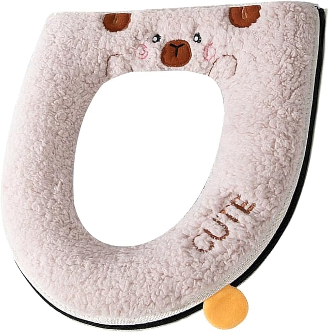Cartoon Toilet Seat Cover, Plush Warm Soft Easy Installation Easy Winter Toilet Seat Cover for Home Bathroom