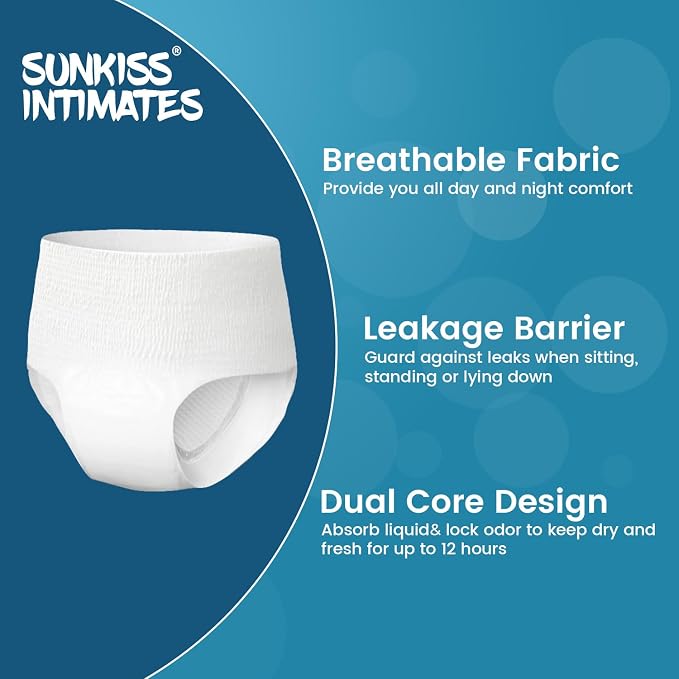 Disposable Period Underwear for Women with Heavy Flow, Low-Rise Unscented Postpartum Essentials, White, XXLarge, 10 Count