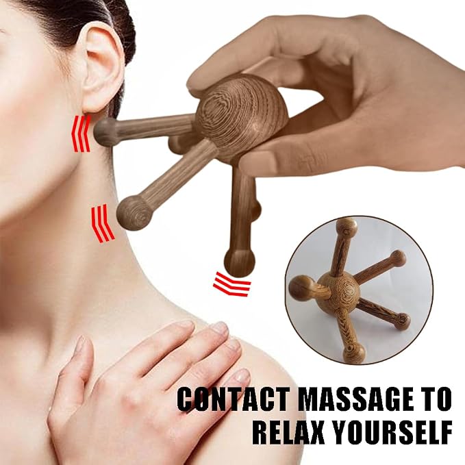OULIGET Wooden Trigger Point Massage Tool,Spider Shape 5 Legs Massager,Scalp Massager Scraping Tool for Back,Neck,Shoulder and More