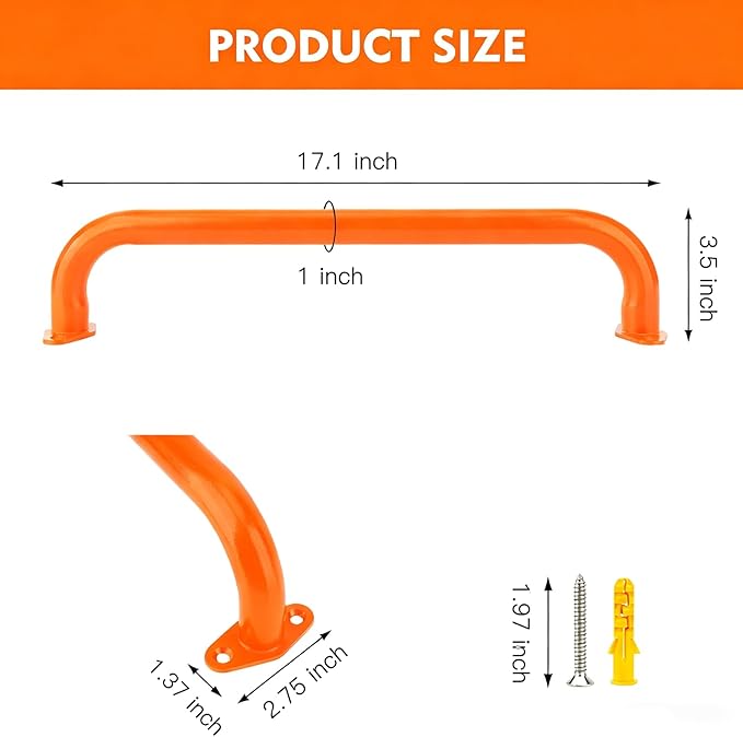 BiJun17 inch Metal Playground Handles,Monkey Bars Indoor Heavy Duty Ceiling Grab Bars for Indoor Outdoor Playgrounds Climbing Frames,Treehouses,and Wall ladders (6 Colors-6pc)