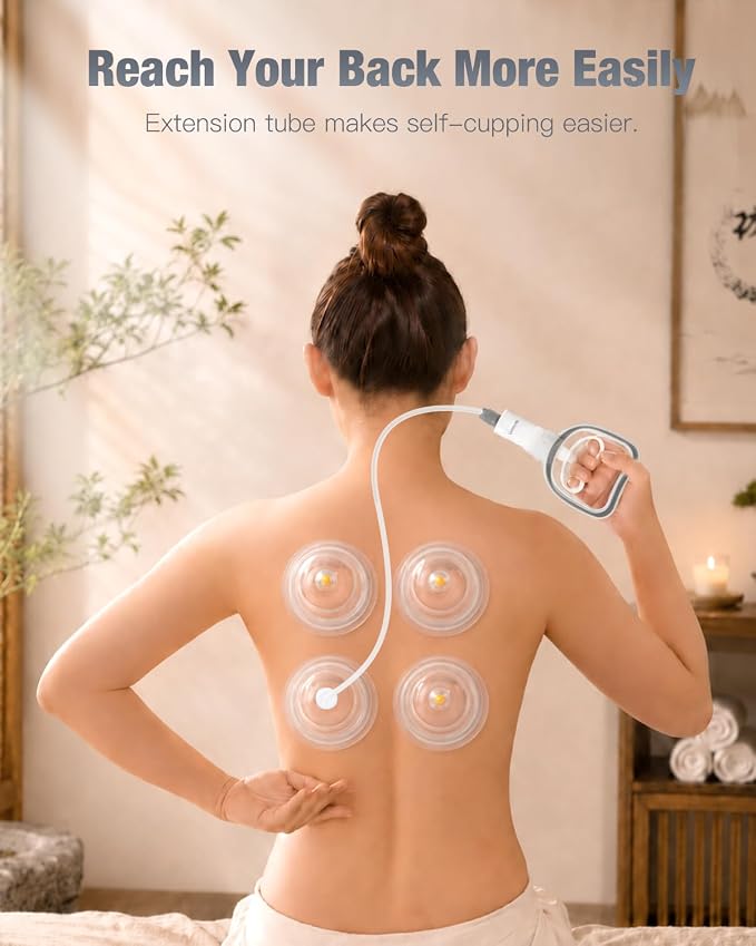 ICUPPING CUVIA Hybrid Cupping Therapy Set with Hand Pump Suction Cups | Manual cupping therapy set with hand pump and silicone suction cups for adjustable body and back massage routines