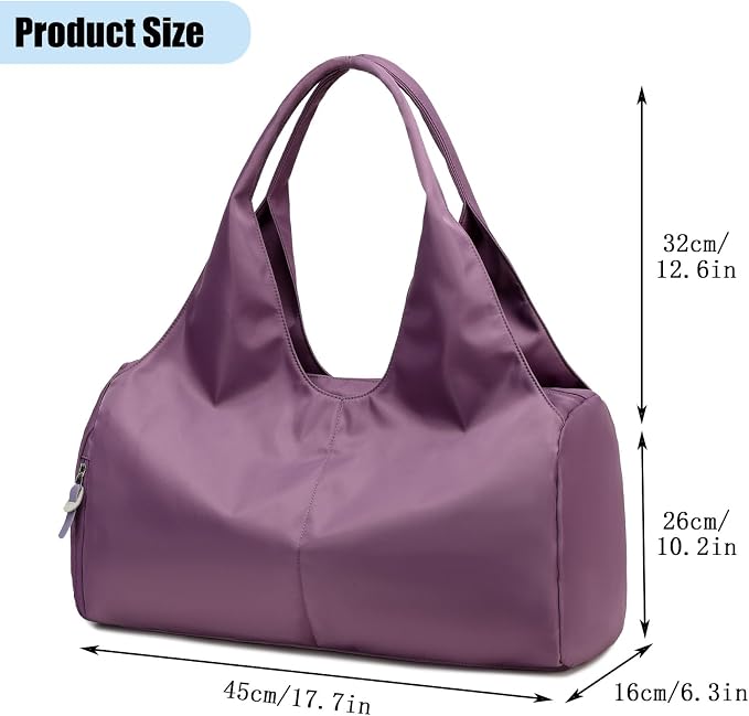 forestfish Yoga Gym Bag for Women with Shoes Compartment & Wet Dry Storage Pockets Lightweight Duffel Bag, Purple