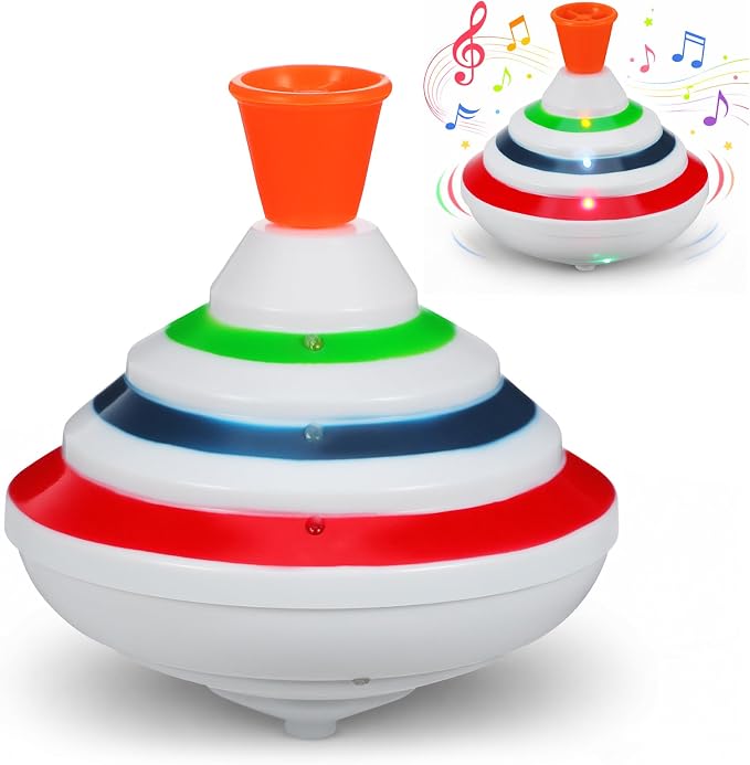 STOBOK Spinning Top Toy with LED and Music Peg-top Hand Spinner Gyro Toy Gift for Kids