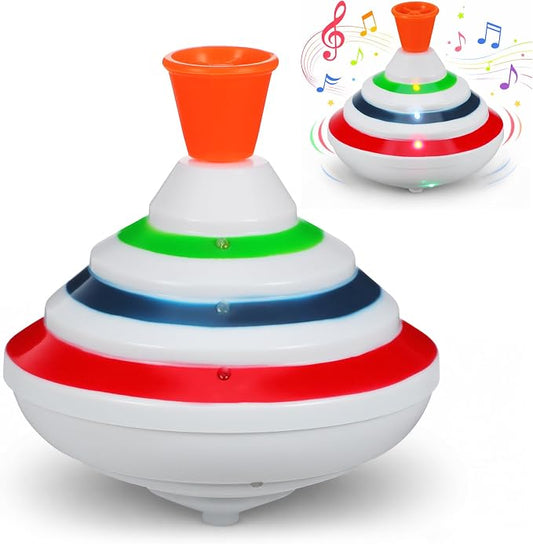 STOBOK Spinning Top Toy with LED and Music Peg-top Hand Spinner Gyro Toy Gift for Kids