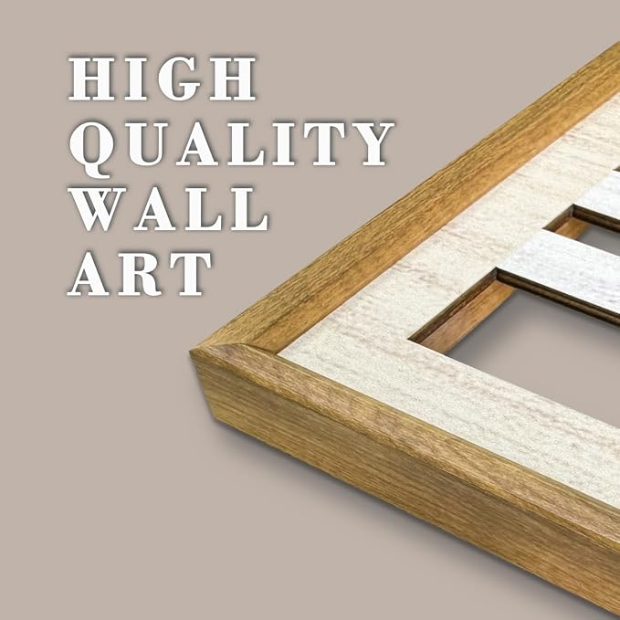 IARTTOP Large Boho Wood Wall Art Framed 16x32 Inch Mid Century Modern Wooden Wall Decor Abstract Bohemian Minimalist Art Decor for Bedroom Living Room Office Set of 3