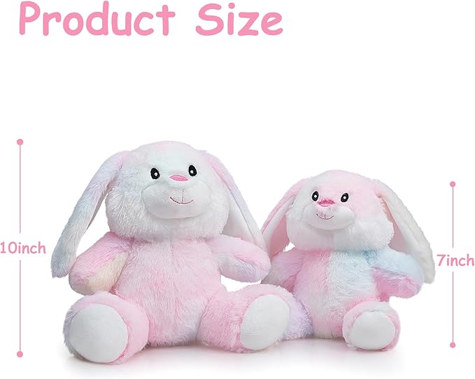 HollyHOME Bunny Stuffed Animal, Easter Bunny Plush Toys, Soft and Cuddly Stuffed Rabbit Easter Gift for Kids Baby Girls 10inch Rainbow