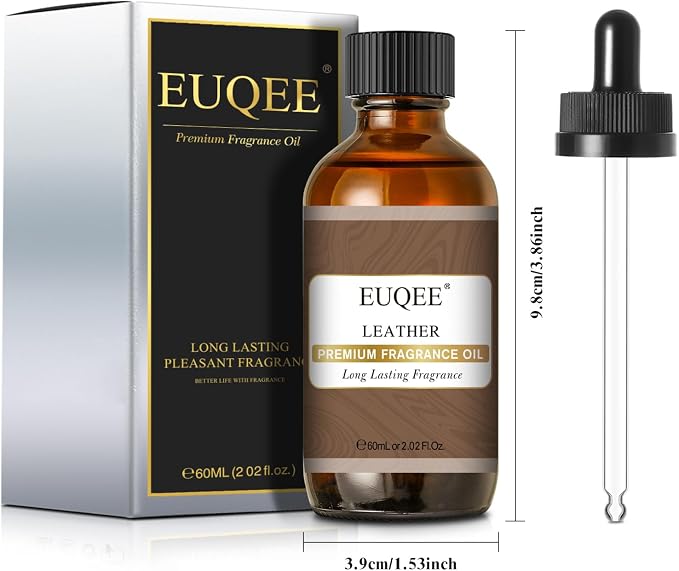 EUQEE 60ML Leather Fragrance Oil with Glass Dropper (2.02 Fl oz) | Essential Oil for Diffuser, Candle Making, DIY Soap