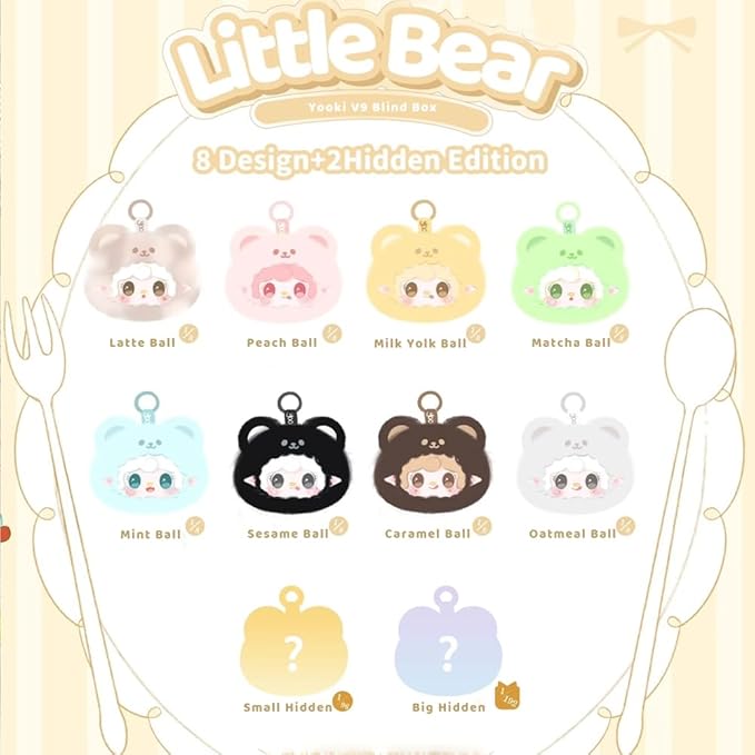 Yooki V9 Little Bear Series Plush Blind Box (1 of 10 Possible Styles) Cute Figures Collectible Toys Birthday Gifts (1Pc-Blind Box)
