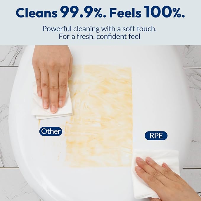 RPE Life Flushable Wet Wipes - 6 Large Packs (360 Ct) - Unscented Extra-Large Body & Hand Tissue with Vitamin E & Aloe - For Adults, Children & Kids - Ideal for Home, Bathroom, Car & Everyday Hygiene