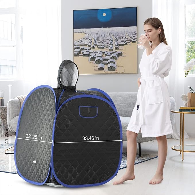 Smartmak Portable Sauna Kit, one Person Full Body at Home Spa Hat Tent, Include 2L Steamer with Remote Control for Detox US Plug- Black