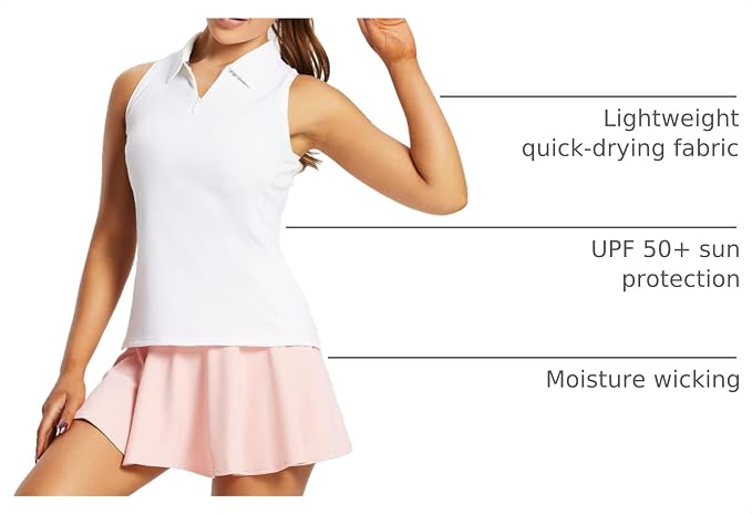 baleaf Women's Golf Shirts Sleeveless Polo Racerback with Zipper Collar | Upf 50+ Sun Protection; Racerback for Free Movement; Quick-Dry and 1/4 Zipper Collar.Perfect for Golf, Tennis and Pickleball