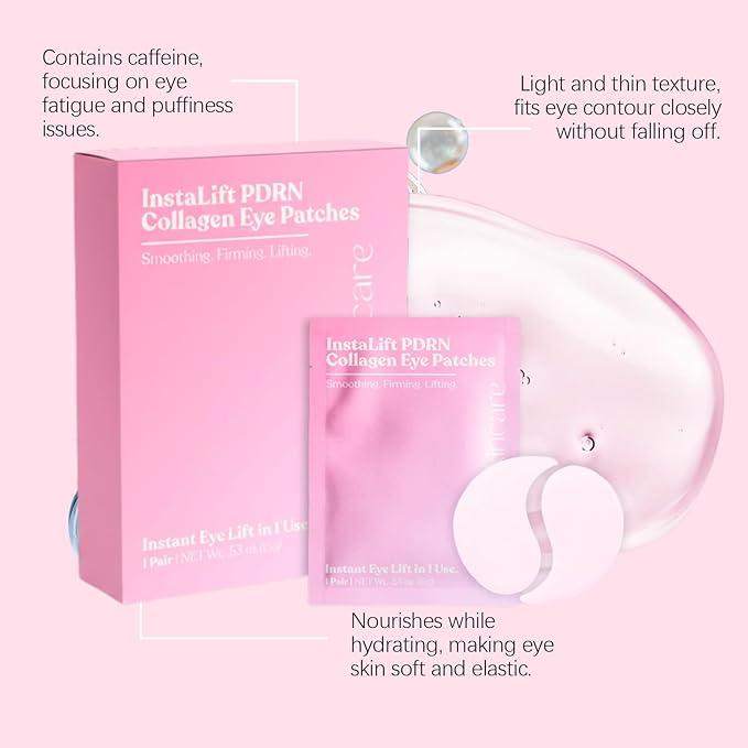 Instalift Pdrn & Collagen Eye Patches, Pdrn Collagen eye patches, Eye Patches for Puffy Eyes and Dark Circles (2 Box (16 pieces))