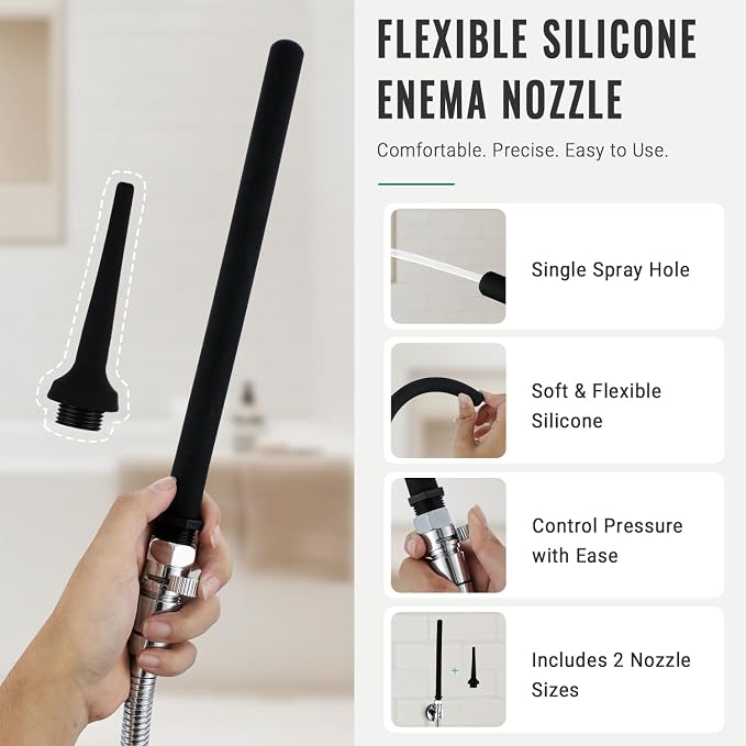 Shower Enema System with Water Control Valve , Enema Attachment with 100 Inches Hose and Diverter and for Men and Women Portable Cleaning, Enema Nozzle Kit Cleaner Attachment