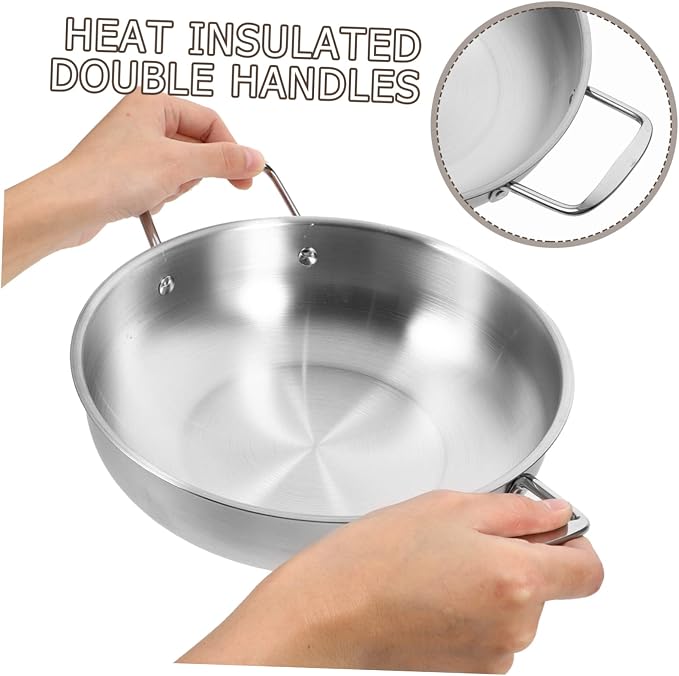 3pcs Stainless Steel Soup Pot Set Heavy Duty Ramen Hot Pot for Cooking Korean Noodles Double Handles Induction Compatible for Home and College Use