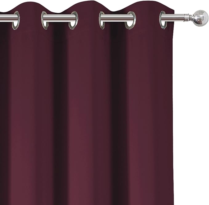 LEMOMO Burgundy Red Thermal Blackout Curtains/42 x 95 Inch/Set of 2 Panels Room Darkening Curtains for Bedroom