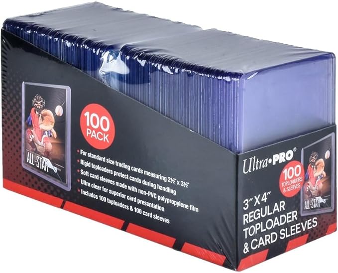 Ultra PRO 3" x 4" Clear Regular Toploaders for Cards with Card Sleeves Bundle Standard Size 300ct Trading Baseball Toploader Card Sleeve Protectors