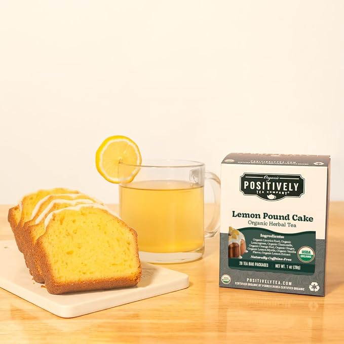 Organic Positively Tea Company, Lemon Pound Cake, Herbal Tea Bags, 20 Count
