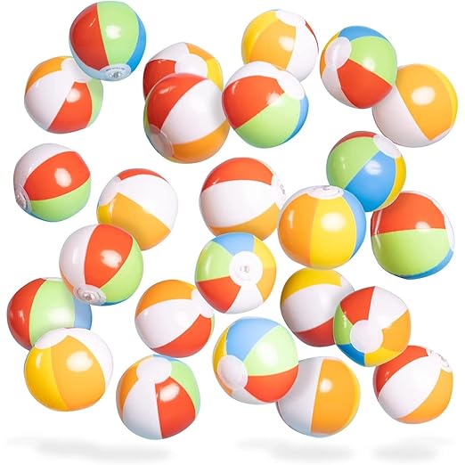 Top Race Mini Beach Balls Bulk - 5 Inch Inflatable Balls for Summer Party, Ocean Party Decorations, Pool Toys for Kids - Set of 25 Rainbow Beach Ball for Birthdays, Vacation, Pool, Hawaiian Parties