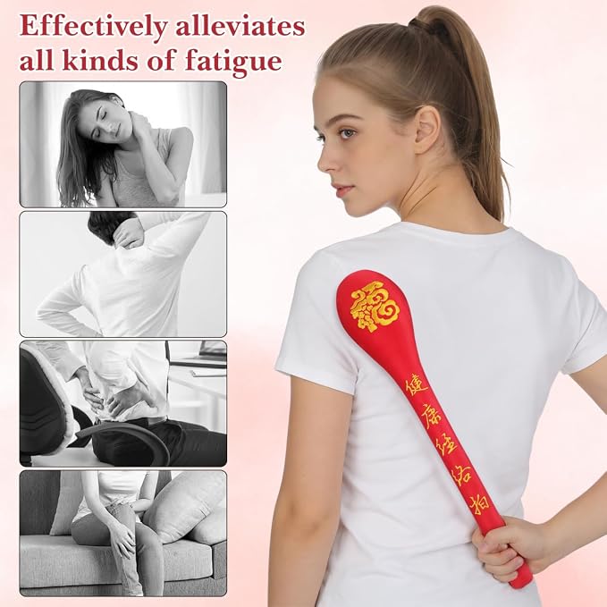Handheld Massage Hammer Pat Stick for Body Pain Relief and Blood Circulation Portable Sha Board for Acupoint Therapy and Fatigue Recovery 18.89 Inch