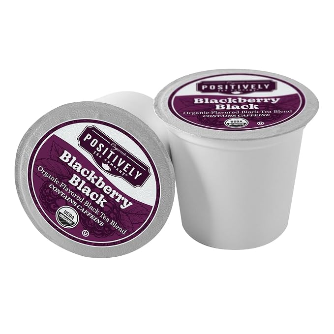 Organic Positively Tea Company, Blackberry Black Tea, K-Cup Compatible, 24 Pods