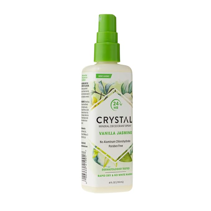 CRYSTAL Deodorant Mineral Deodorant Spray, Vanilla Jasmine, 4.0 oz, White (41991) (Pack of 2)